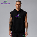 Eddures black sleeveless hoodie with purple and green logo